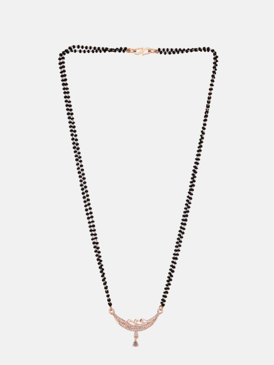 ATIBELLE Set Of 2 Silver-Plated Cubic Zirconia Studded & Beaded Mangalsutras thumbnail 3