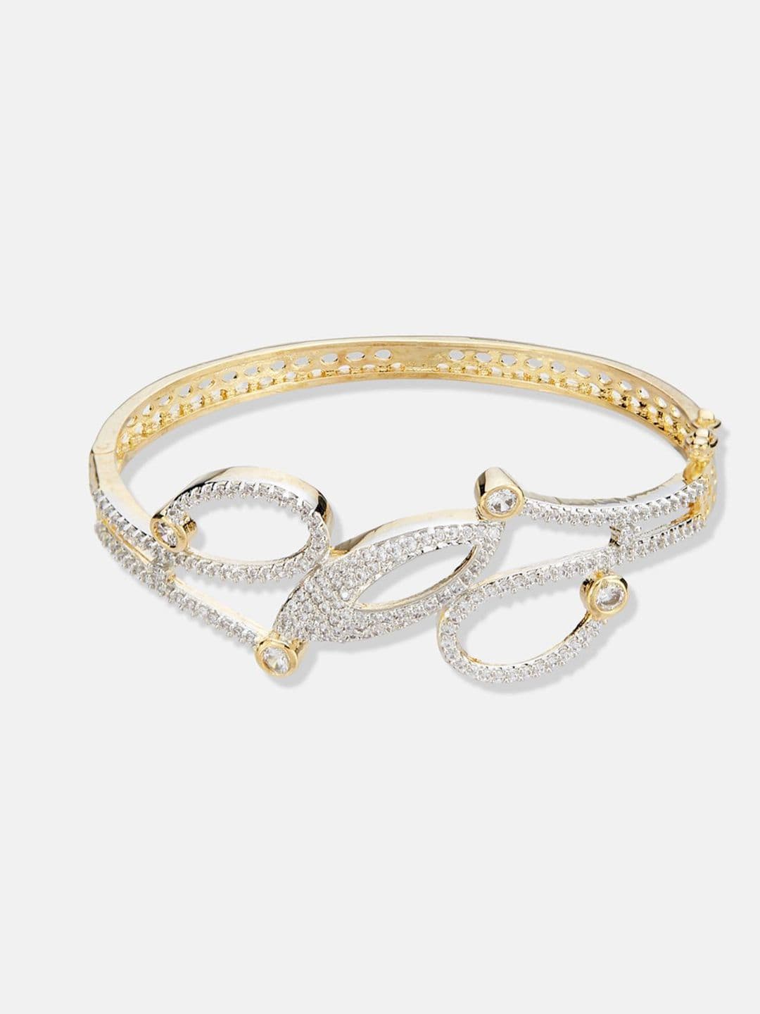 ATIBELLE Women 2 Brass Cubic Zirconia Silver-Plated Link Bracelet thumbnail 5