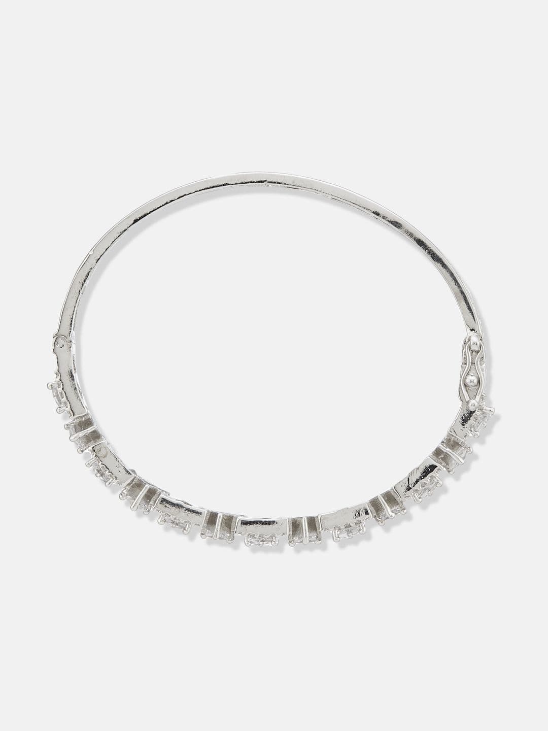 ATIBELLE Women 2 Brass Cubic Zirconia Silver-Plated Link Bracelet thumbnail 4