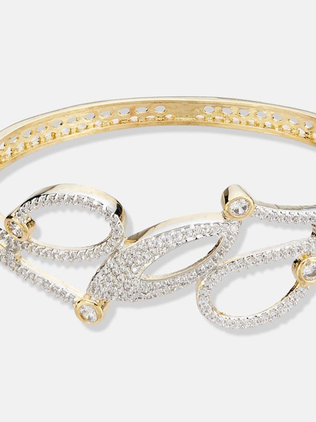 ATIBELLE Women 2 Brass Cubic Zirconia Silver-Plated Bangle-Style Bracelet thumbnail 6