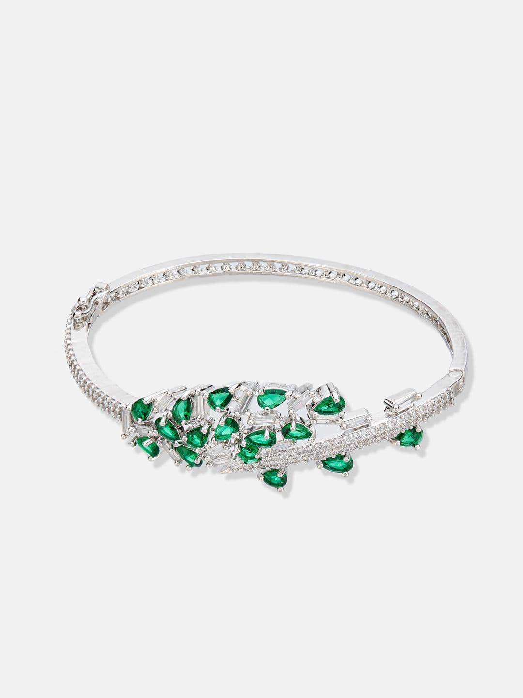 ATIBELLE Women 2 Brass Cubic Zirconia Silver-Plated Link Bracelet thumbnail 3