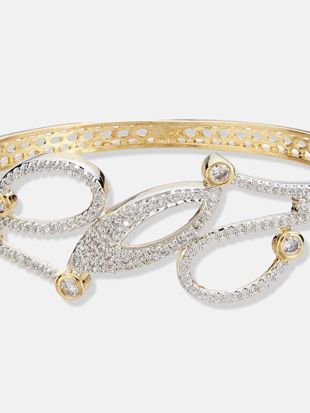 ATIBELLE Women 2 Brass Cubic Zirconia Rose Gold-Plated Bangle-Style Bracelet thumbnail 6