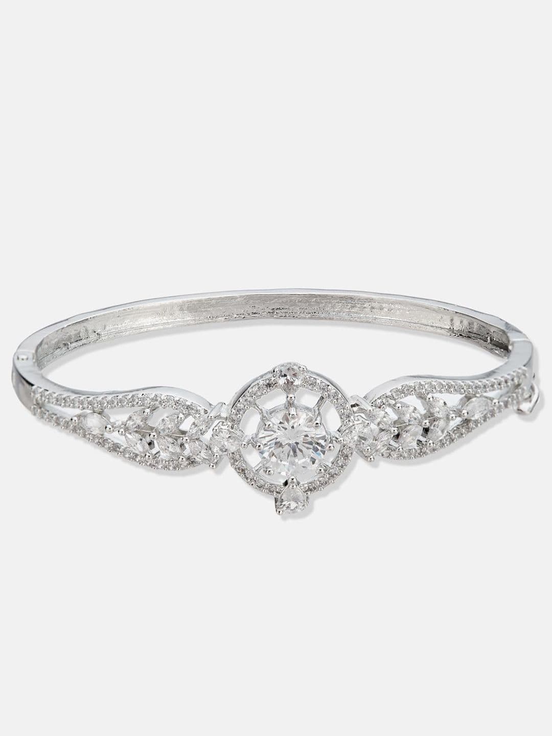 ATIBELLE Women 2 Brass Cubic Zirconia Rose Gold-Plated Link Bracelet thumbnail 3