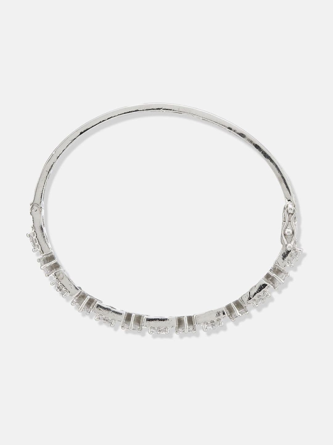ATIBELLE Women 2 Brass Cubic Zirconia Rose Gold-Plated Bangle-Style Bracelet thumbnail 4