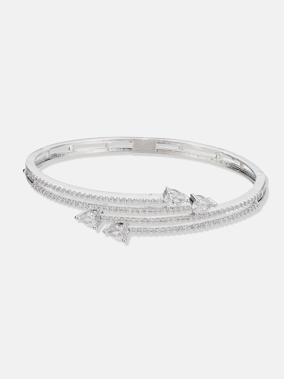 ATIBELLE Women 2 Brass Cubic Zirconia Rose Gold-Plated Link Bracelet thumbnail 3
