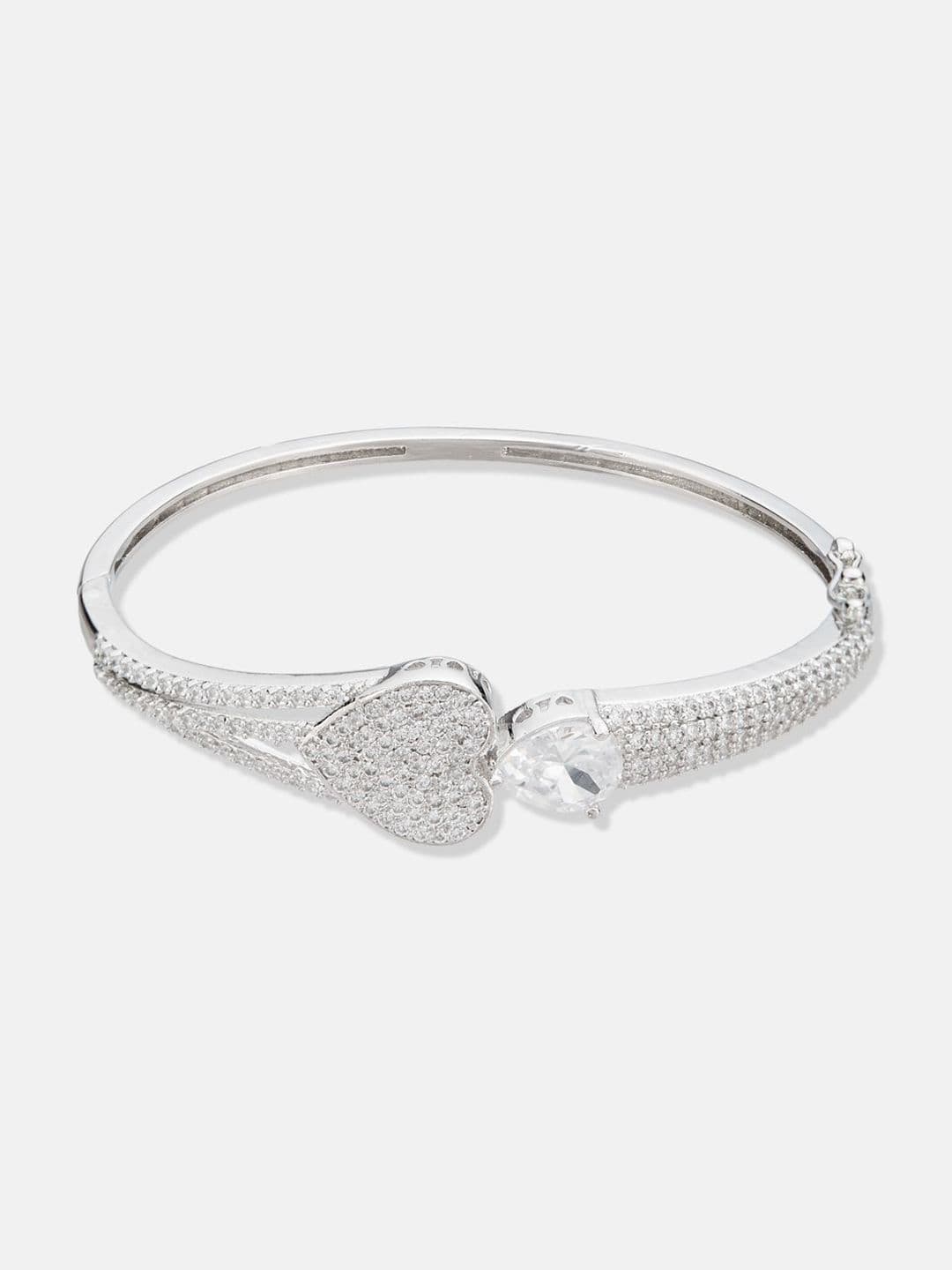 ATIBELLE Women 2 Brass Cubic Zirconia Silver-Plated Link Bracelet thumbnail 3