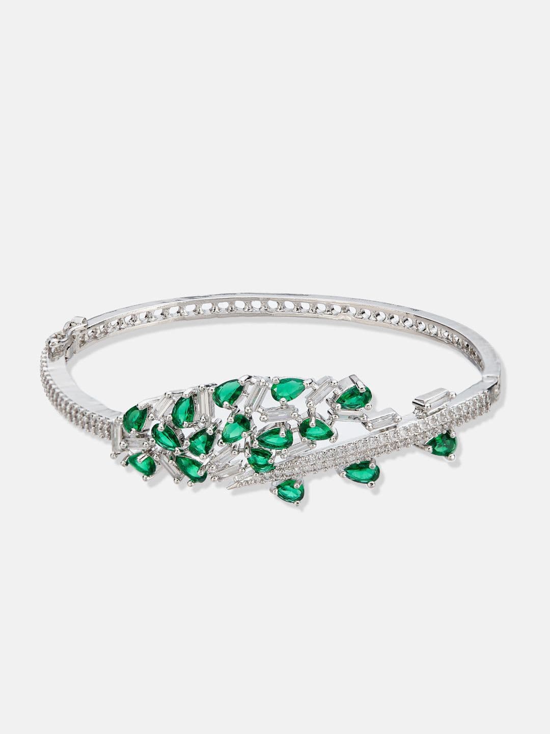 ATIBELLE Women 2 Brass Cubic Zirconia Silver-Plated Link Bracelet thumbnail 2
