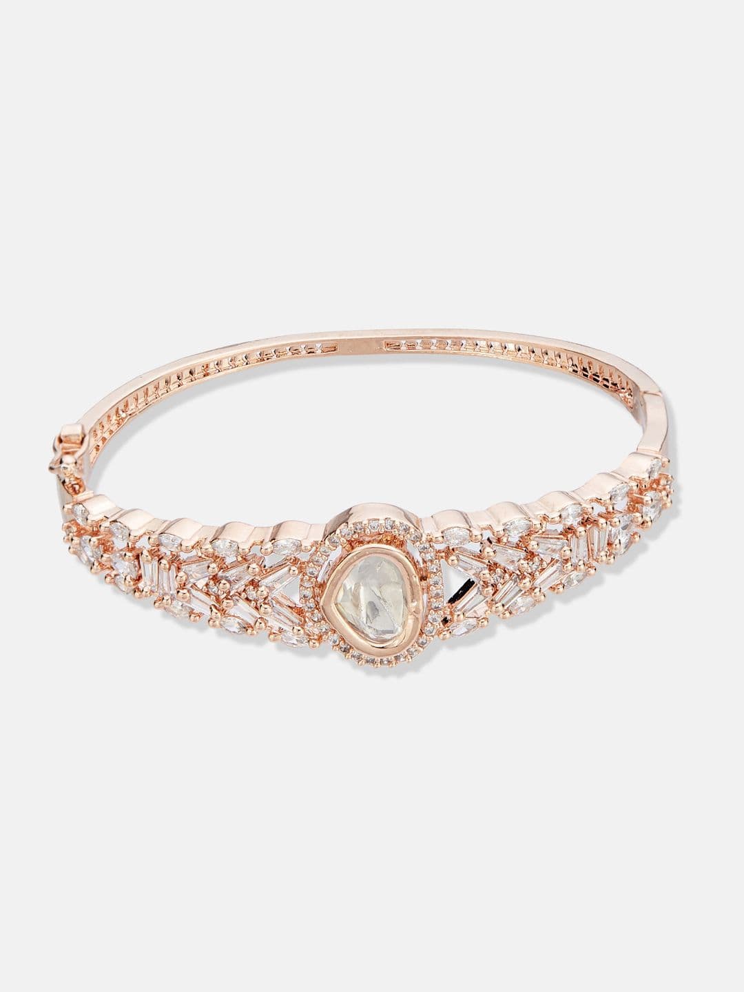 ATIBELLE Women 2 Brass Cubic Zirconia Rose Gold-Plated Link Bracelet thumbnail 5