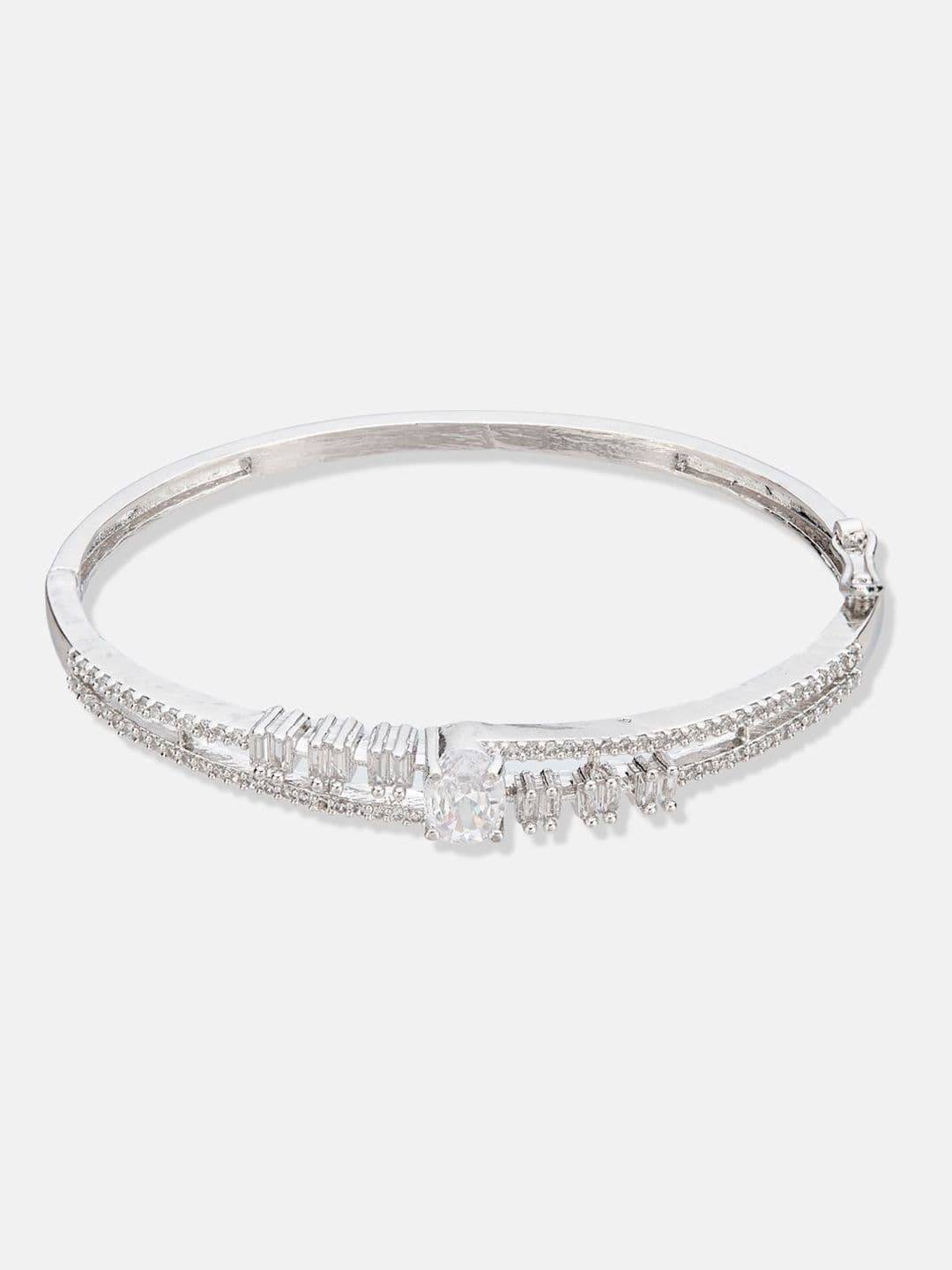 ATIBELLE Women 2 Brass Cubic Zirconia Rose Gold-Plated Link Bracelet thumbnail 3