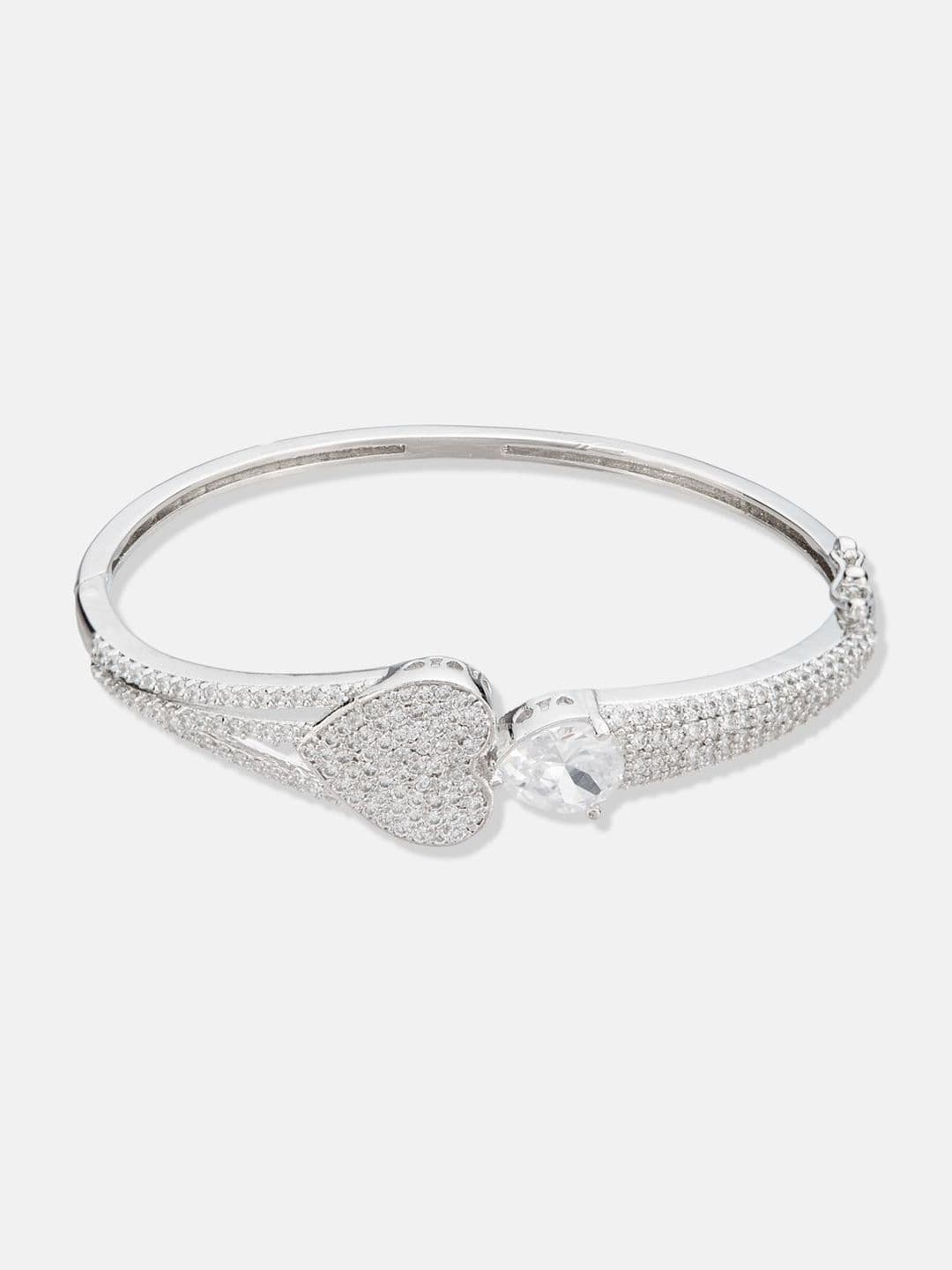 ATIBELLE Women 2 Brass Cubic Zirconia Rose Gold-Plated Bangle-Style Bracelet thumbnail 3