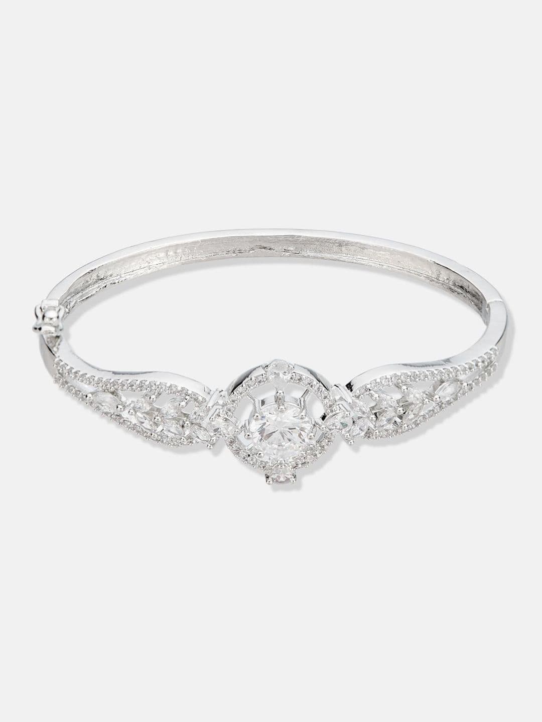 ATIBELLE Women 2 Brass Cubic Zirconia Rose Gold-Plated Link Bracelet thumbnail 4