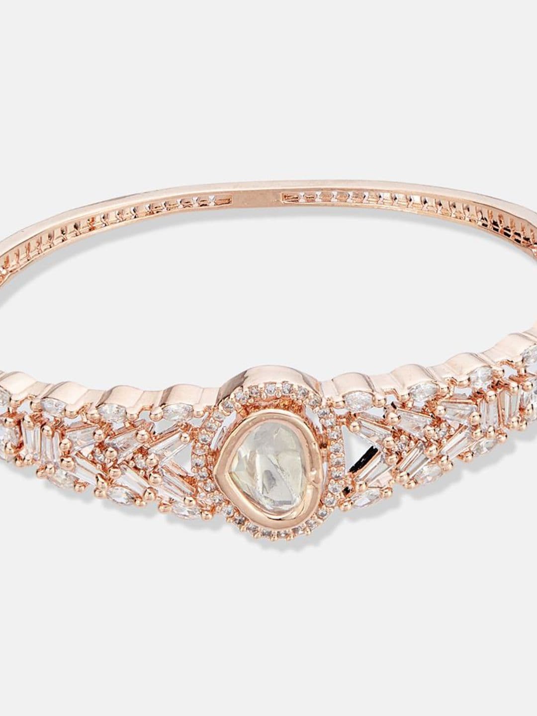 ATIBELLE Women 2 Brass Cubic Zirconia Rose Gold-Plated Link Bracelet thumbnail 6