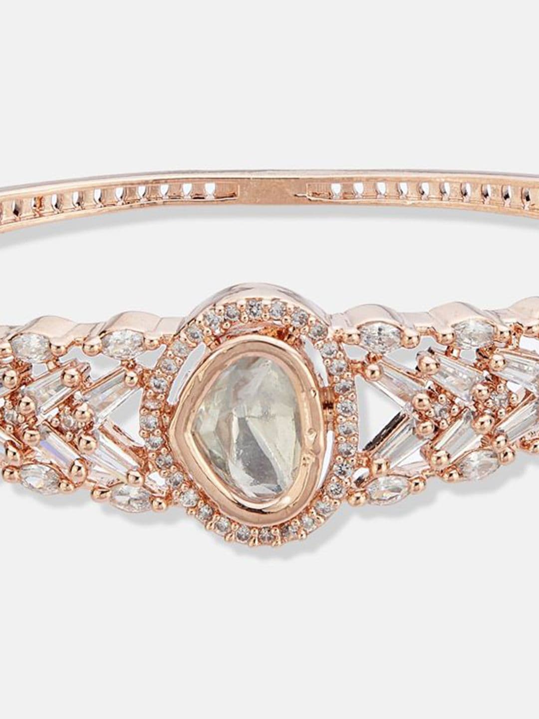 ATIBELLE Women 2 Brass Cubic Zirconia Rose Gold-Plated Link Bracelet thumbnail 6