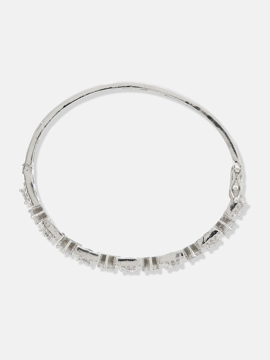 ATIBELLE Women 2 Brass Cubic Zirconia Silver-Plated Link Bracelet thumbnail 5