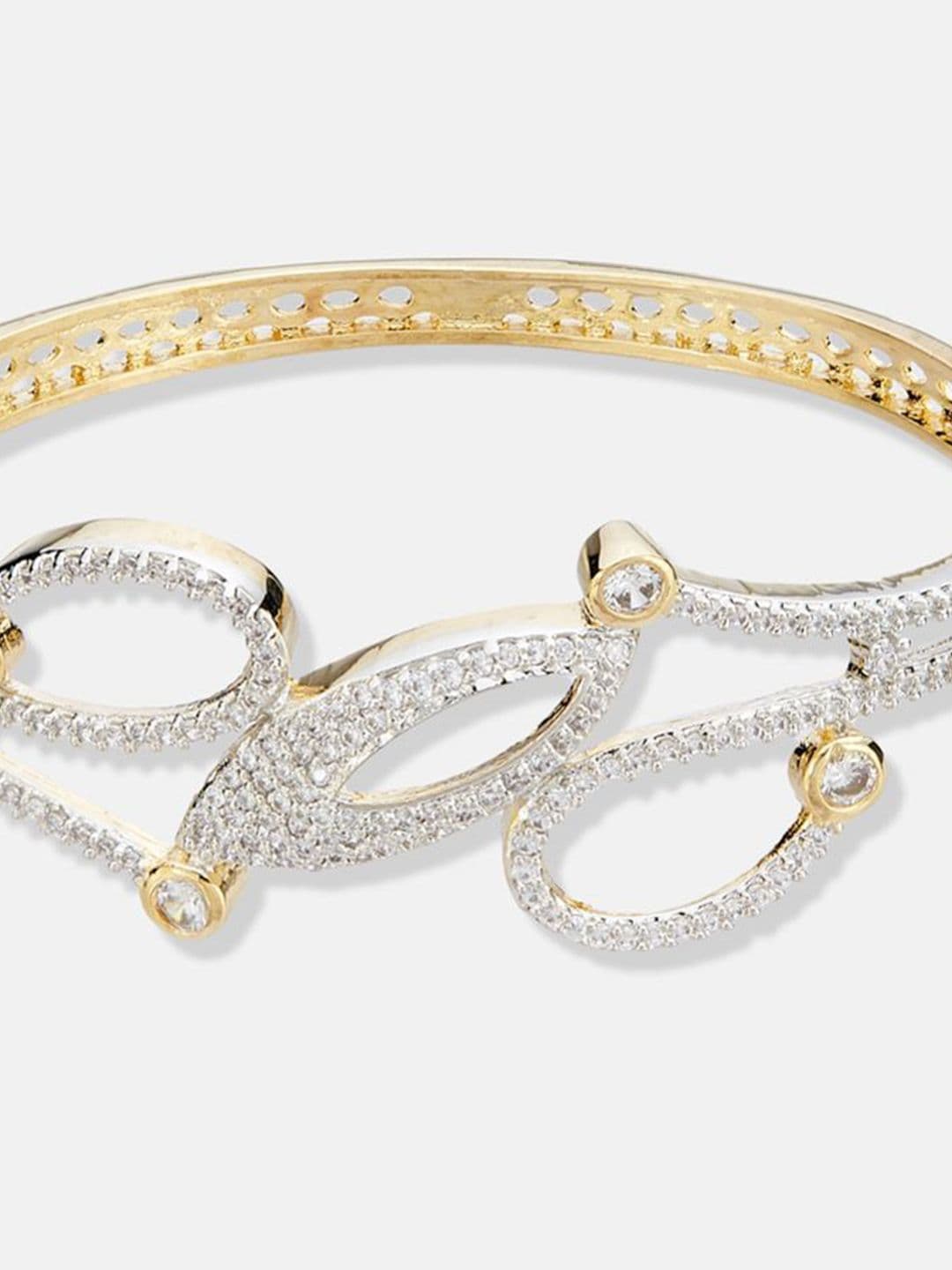 ATIBELLE Women 2 Brass Cubic Zirconia Silver-Plated Bangle-Style Bracelet thumbnail 4