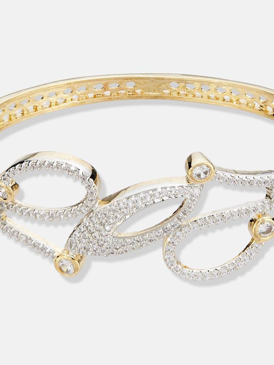 ATIBELLE Women 2 Brass Cubic Zirconia Silver-Plated Cuff Bracelet thumbnail 6
