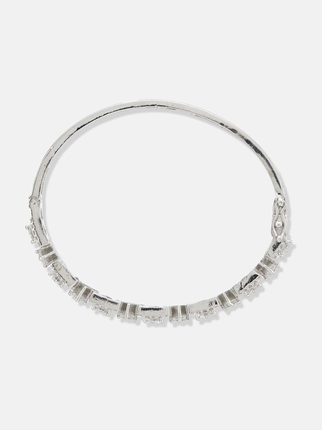 ATIBELLE Women 2 Brass Cubic Zirconia Silver-Plated Link Bracelet thumbnail 4