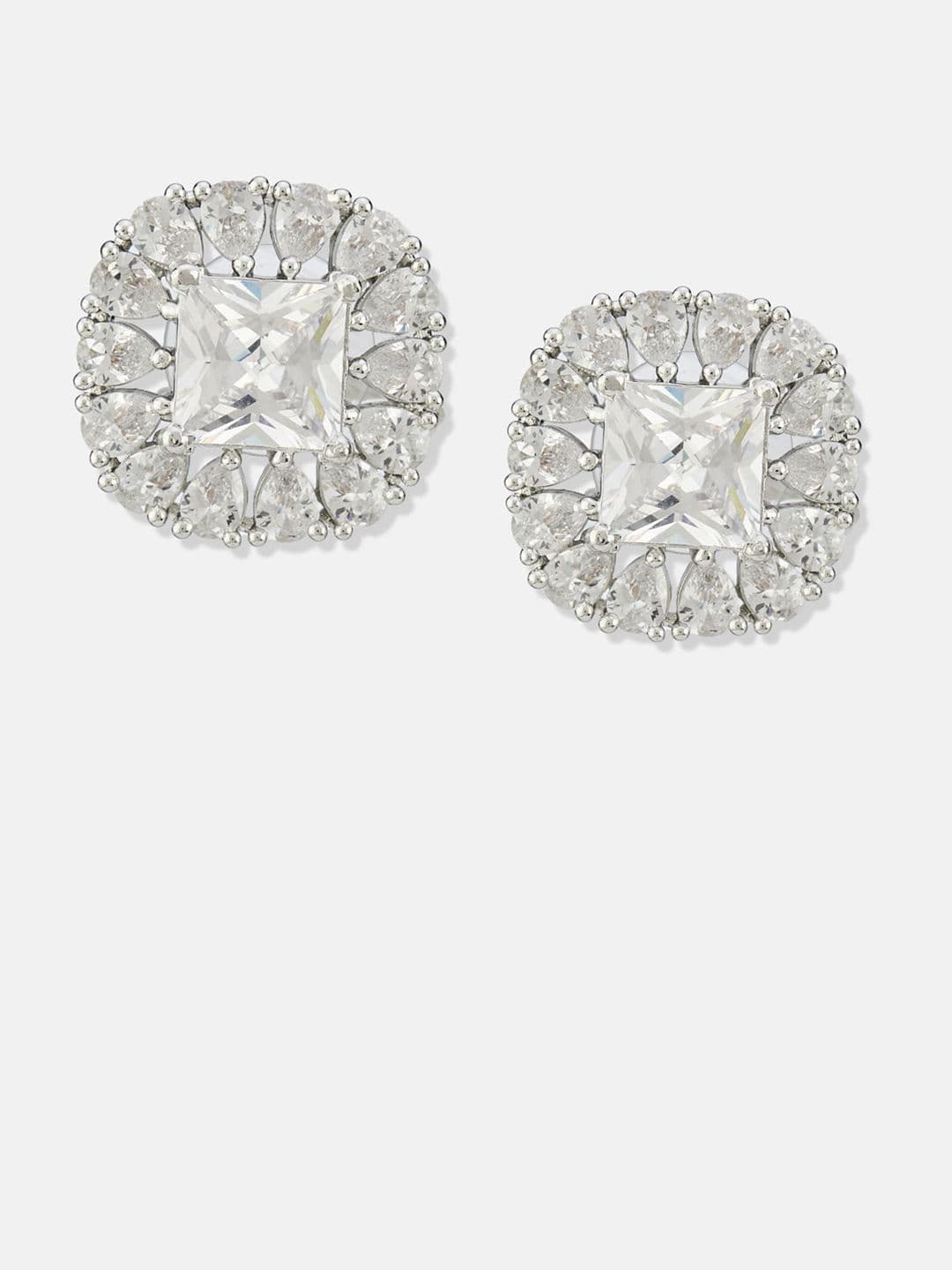 ATIBELLE Set of 2 Silver Plated Contemporary Cubic Zirconia Studded thumbnail 2
