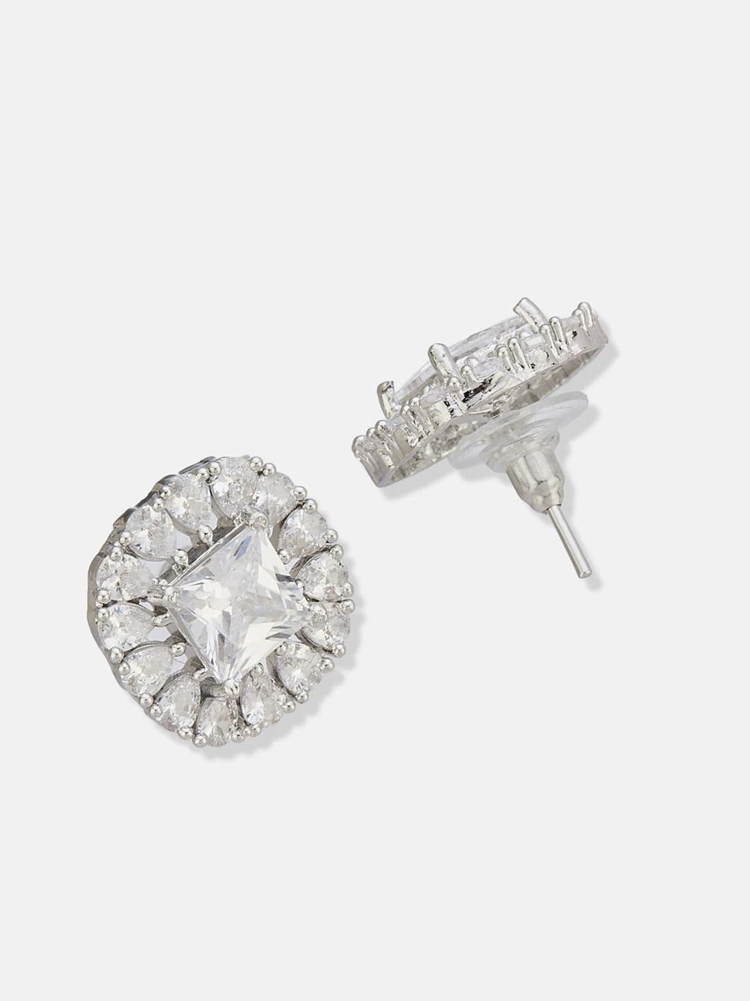 ATIBELLE Set of 2 Silver Plated Contemporary Cubic Zirconia Studded thumbnail 5