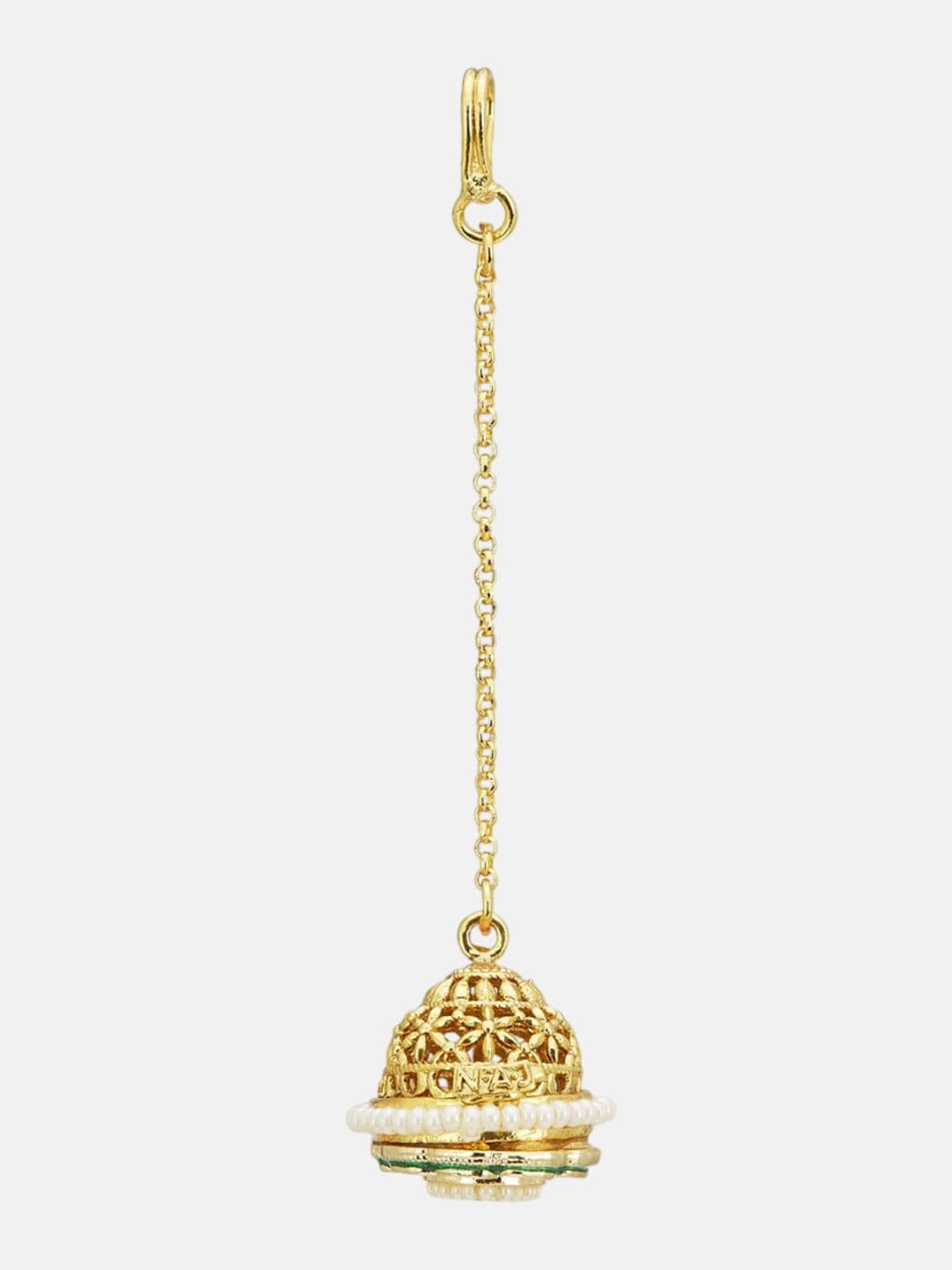 ATIBELLE Set of 2 Gold-Plated Stone Studded and Rajasthani Borla Beaded Maang Tikkas thumbnail 2