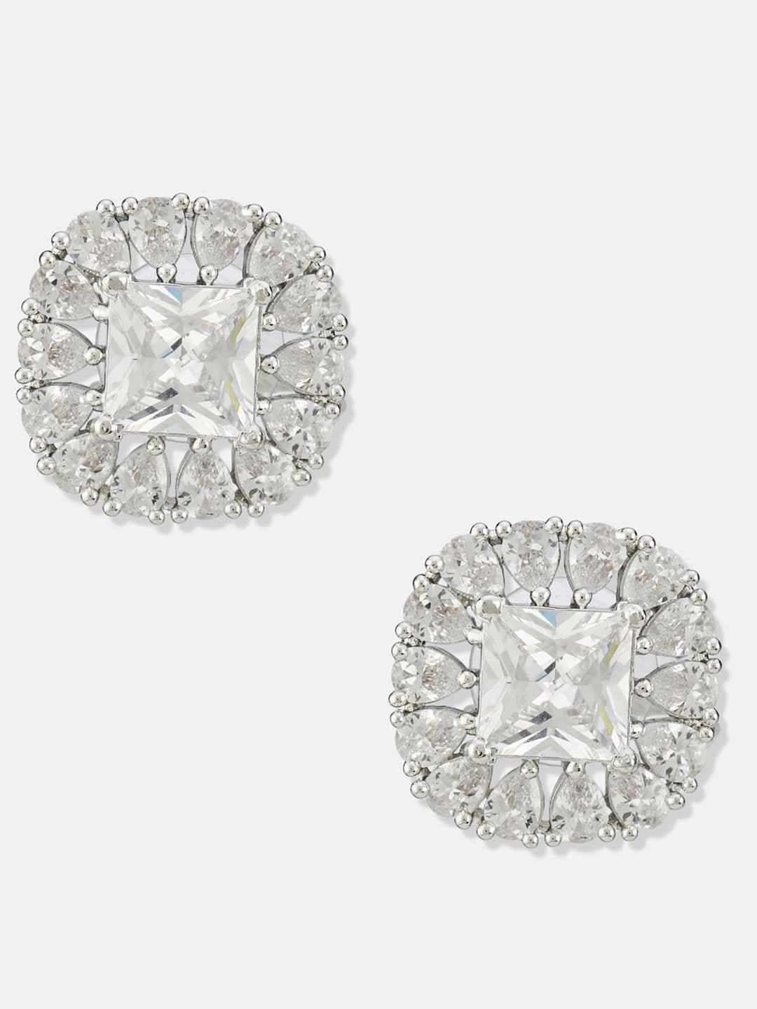 ATIBELLE Set of 2 Silver Plated Contemporary Cubic Zirconia Studded thumbnail 2