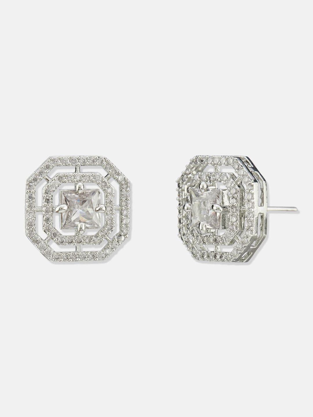 ATIBELLE Set of 2 Silver Plated Contemporary Cubic Zirconia Studded thumbnail 3