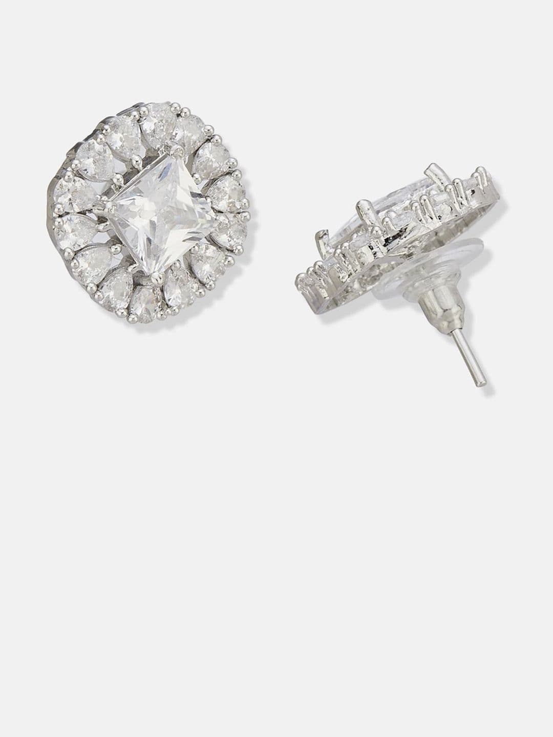 ATIBELLE Set of 2 Silver Plated Contemporary Cubic Zirconia Studded thumbnail 5