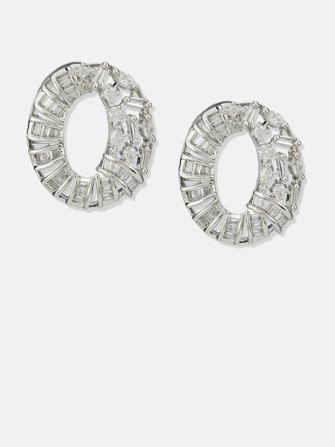 ATIBELLE Set of 2 Silver Plated Contemporary Cubic Zirconia Studded thumbnail 3