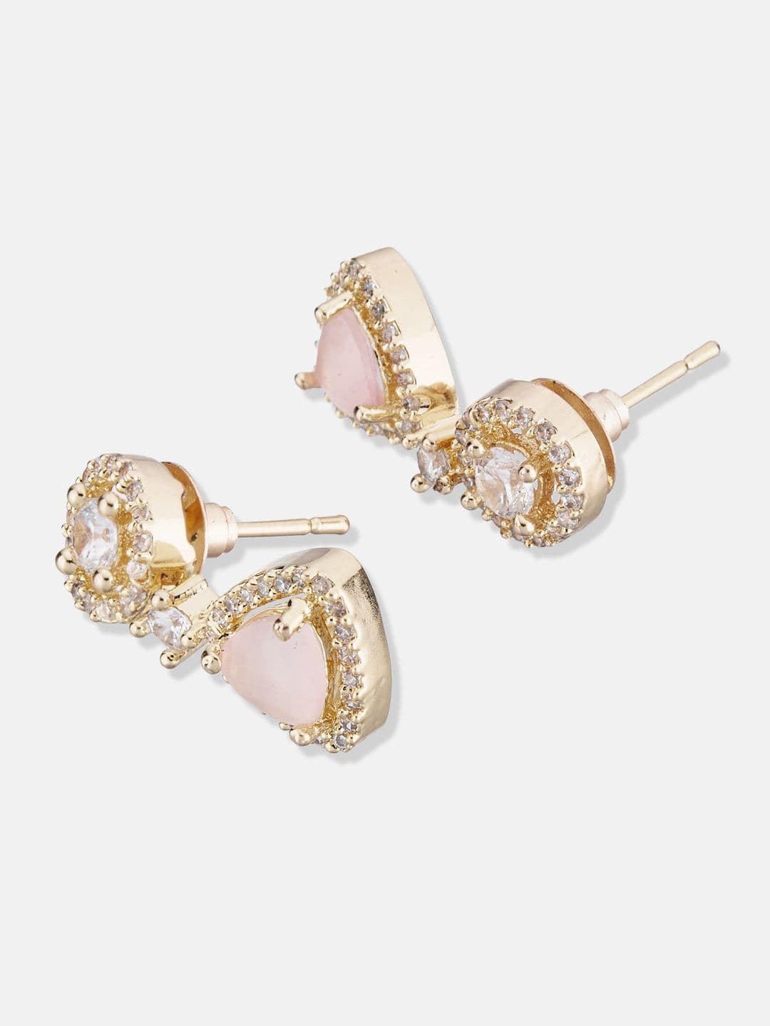 ATIBELLE Set Of 2 Silver-Plated Cubic Zirconia Studded Contemporary Studs thumbnail 4