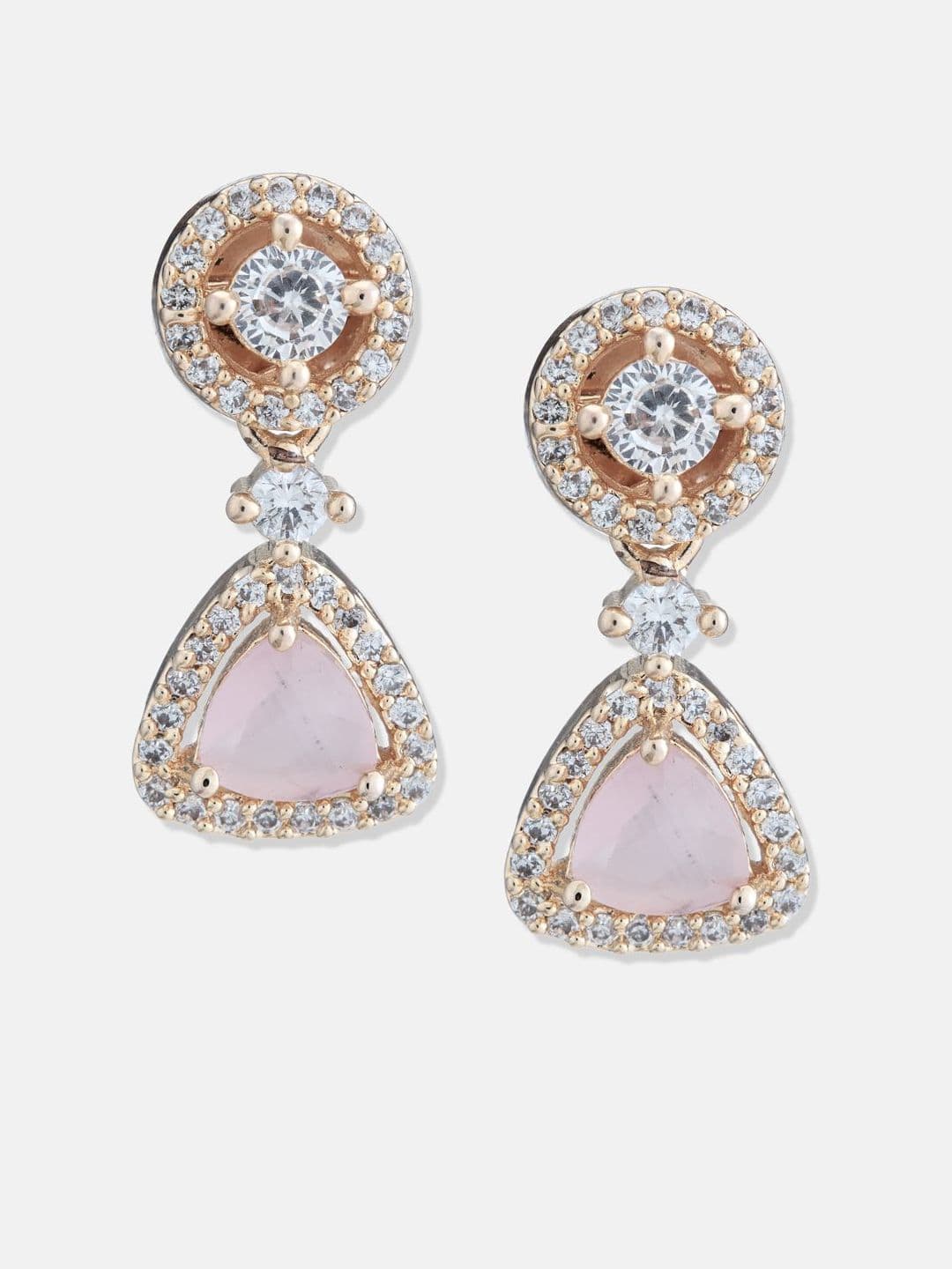 ATIBELLE Set Of 2 Silver-Plated Cubic Zirconia Studded Geometric Shaped Studs thumbnail 3