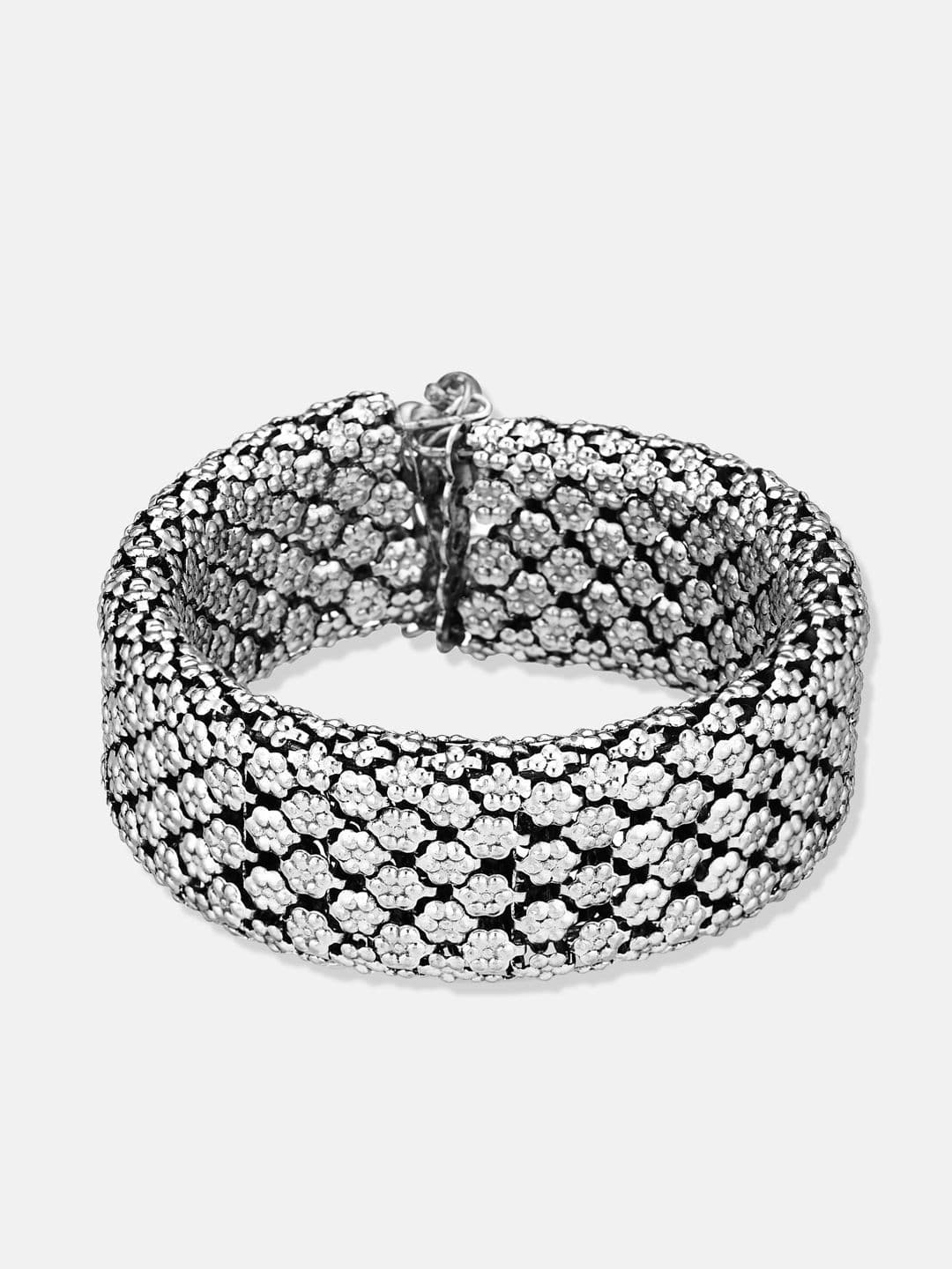 ATIBELLE Women 2 Brass Silver-Plated Cuff Bracelet thumbnail 2