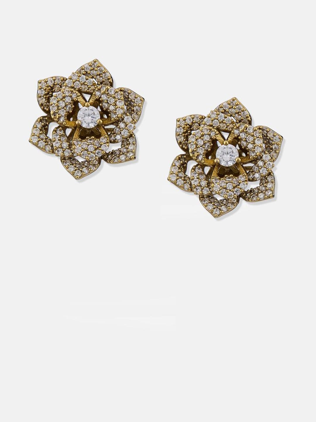 ATIBELLE Set Of 2 Gold-Plated Cubic Zirconia Studded Circular Studs thumbnail 3