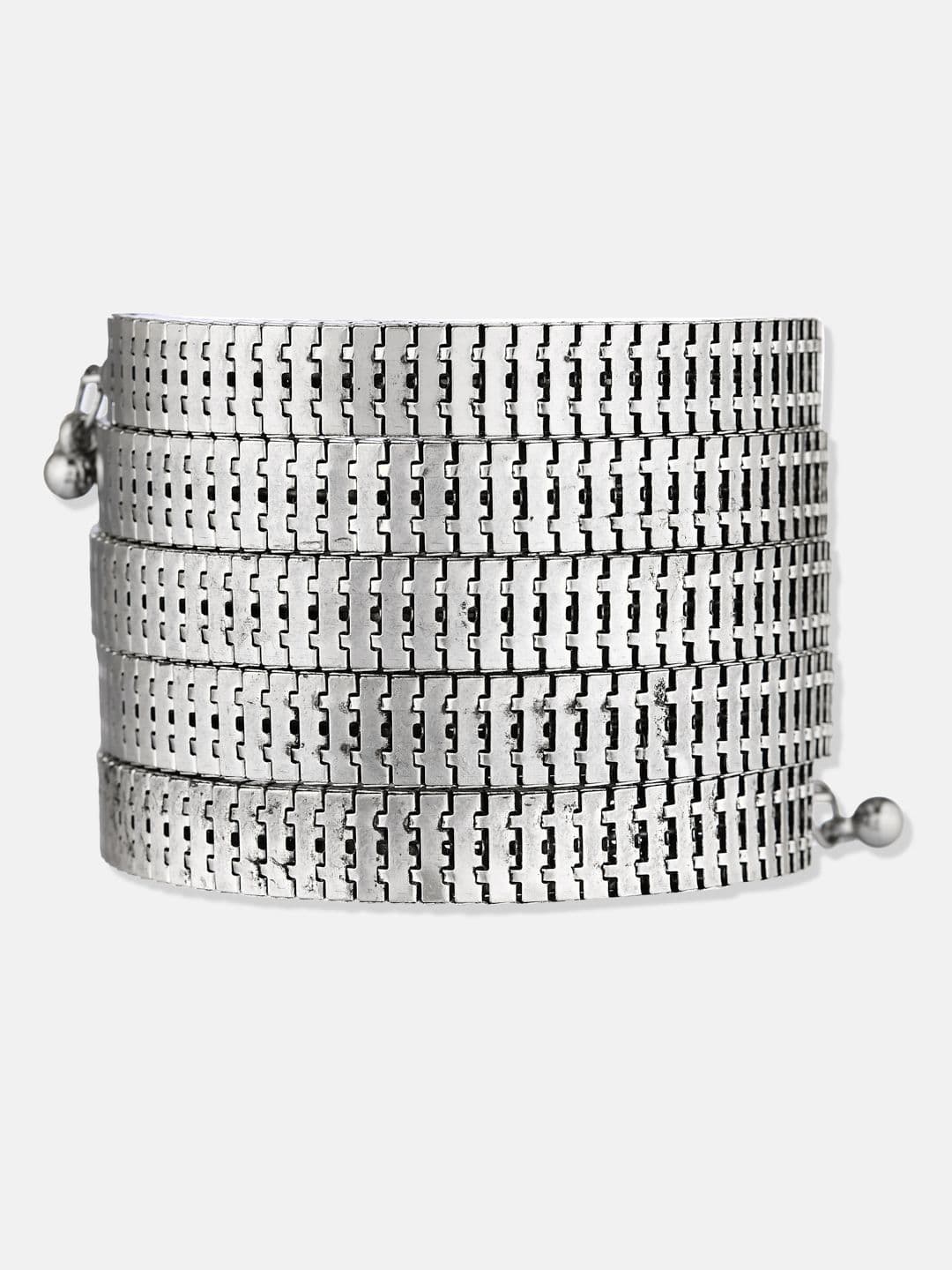 ATIBELLE Women 2 Brass Silver-Plated Wraparound Bracelet thumbnail 3