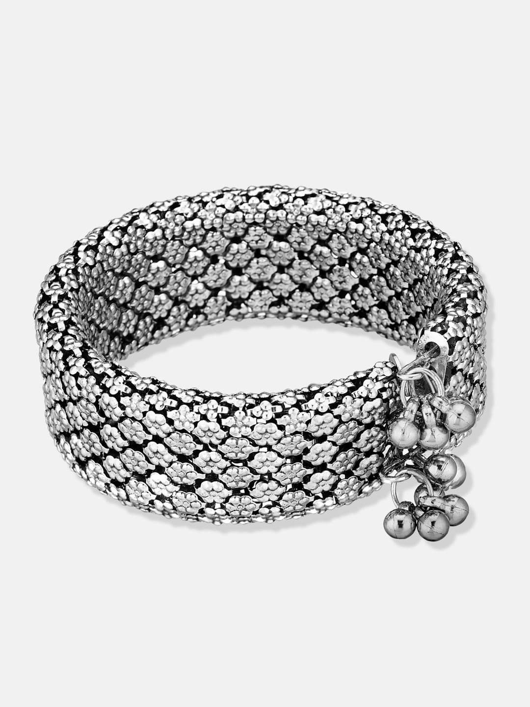 ATIBELLE Women 2 Brass Silver-Plated Cuff Bracelet thumbnail 5