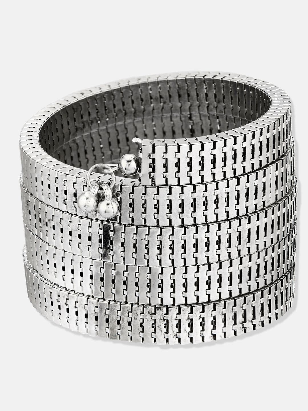 ATIBELLE Women 2 Brass Silver-Plated Wraparound Bracelet thumbnail 4