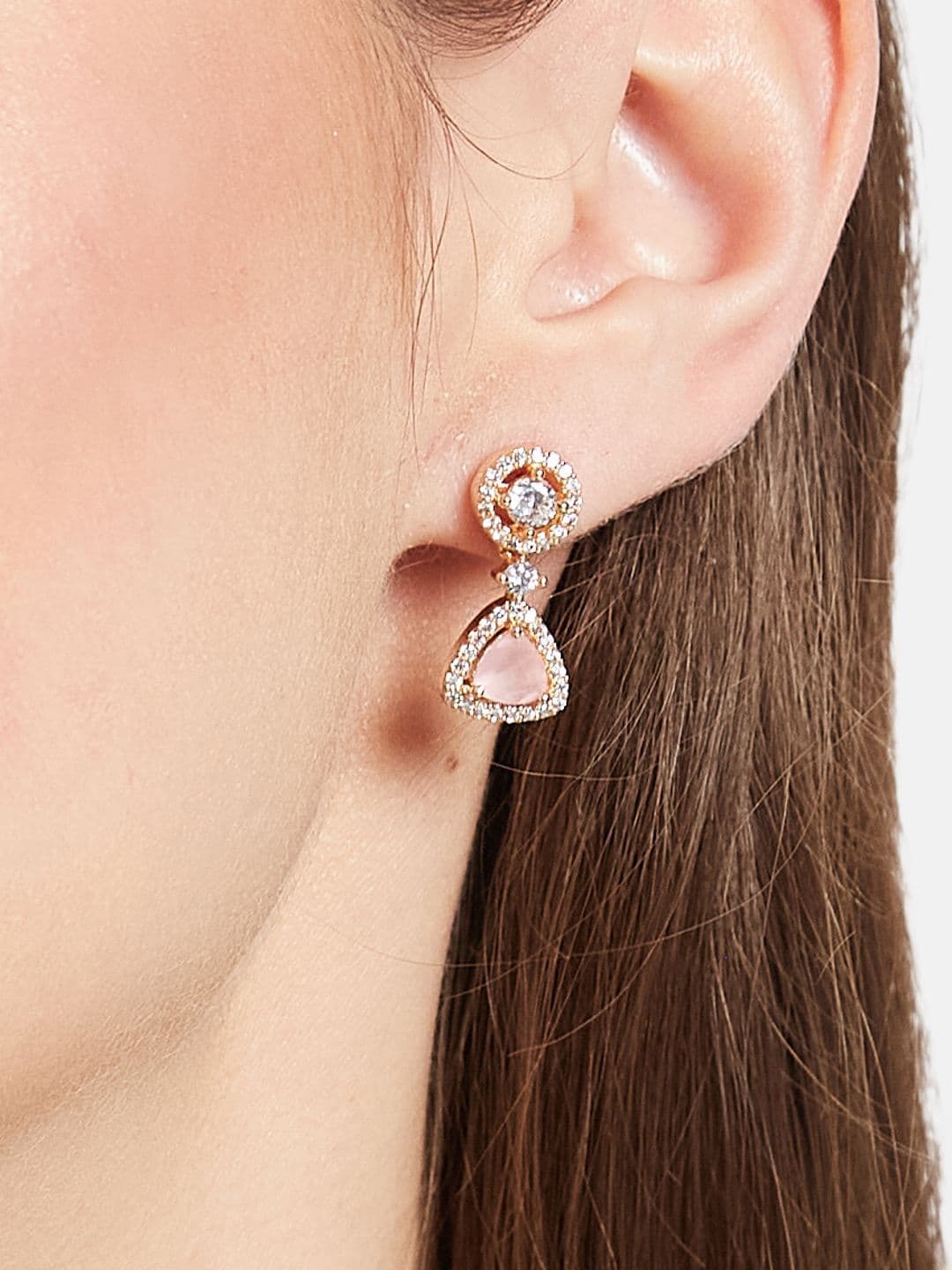 ATIBELLE Set Of 2 Gold-Plated Cubic Zirconia Studded Floral Studs thumbnail 7