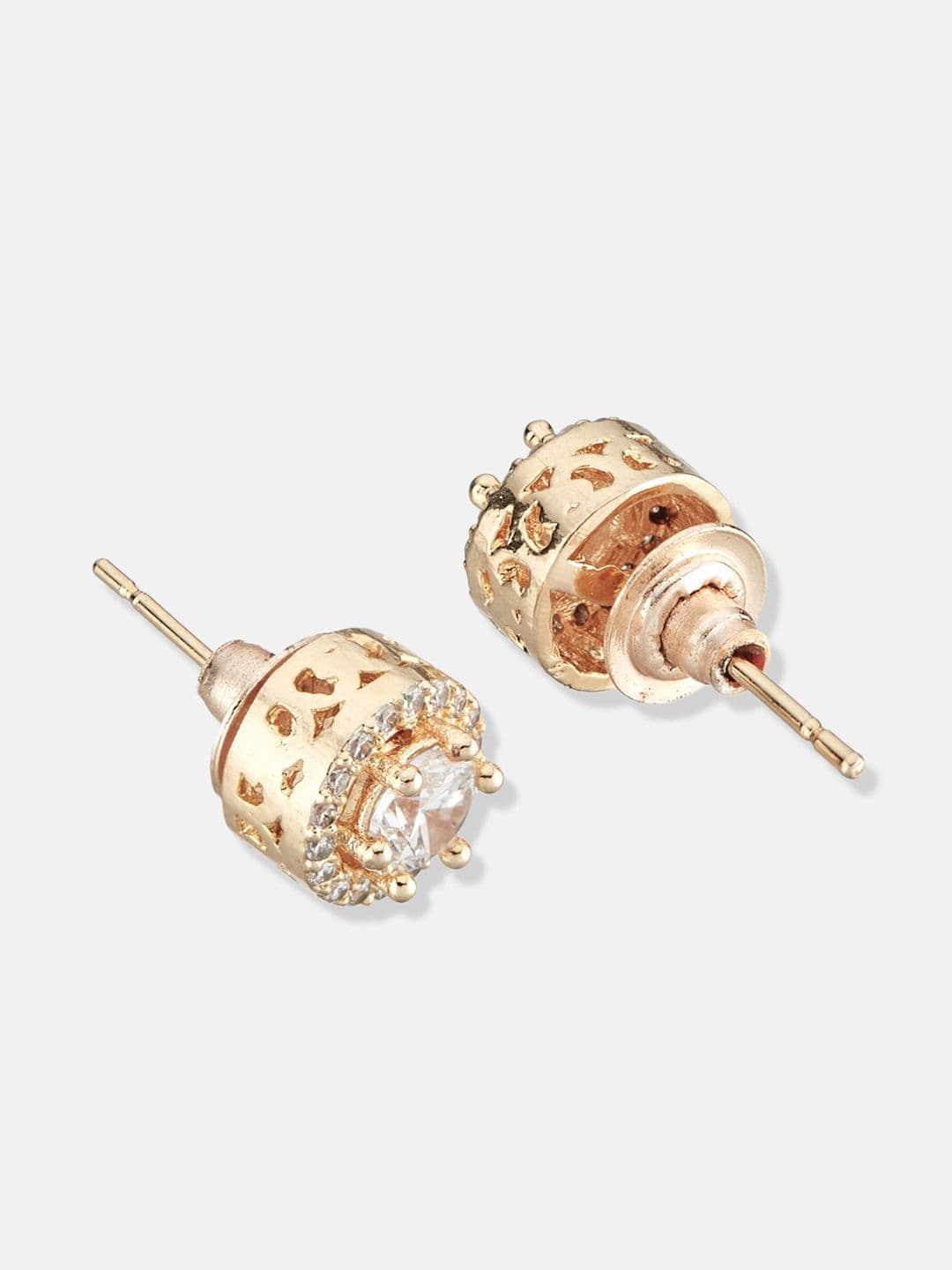 ATIBELLE Set Of 2 Gold-Plated Cubic Zirconia Studded Circular Shaped Studs thumbnail 6