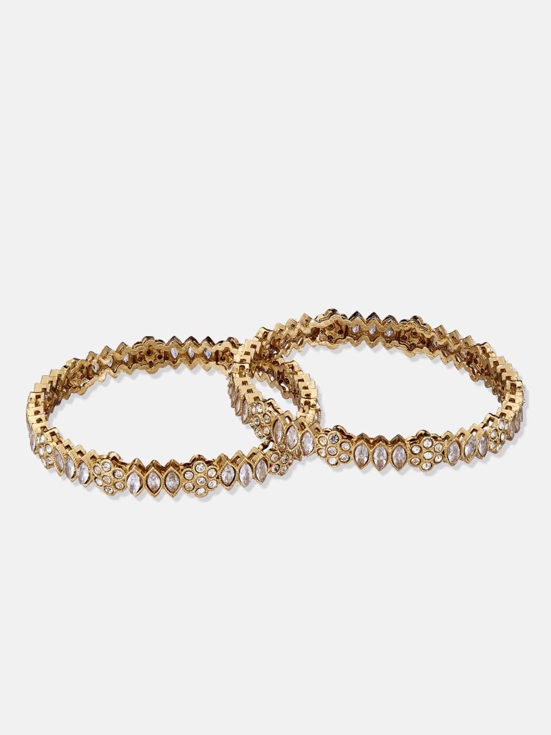 ATIBELLE Set Of 4 Gold-Plated kundan Stone studded Floral Bangles thumbnail 5