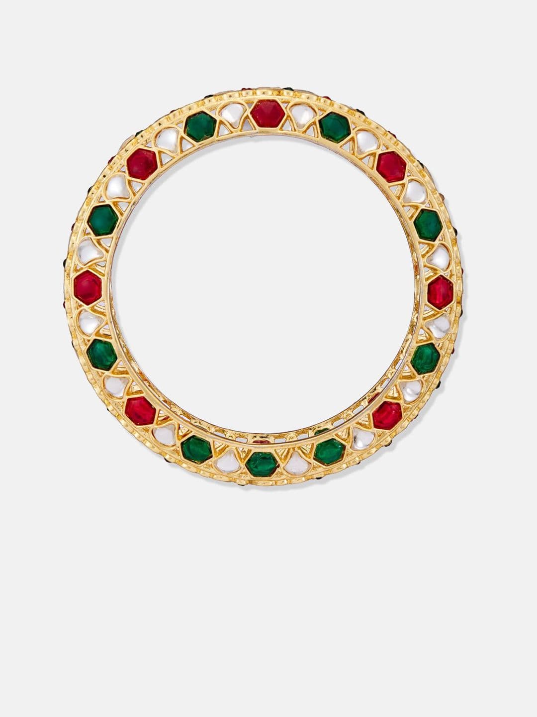 Atibelle Set Of 4 Gold Plated Kundan Studded Bangles thumbnail 4