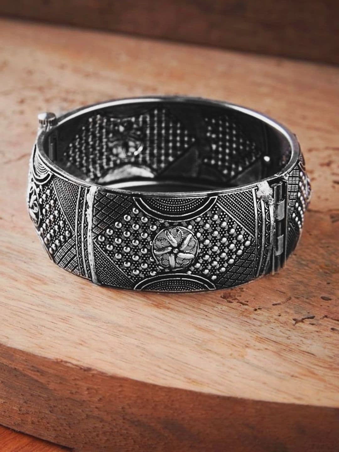 ATIBELLE Oxidised Silver-Plated German Silver Bangle - Image 1
