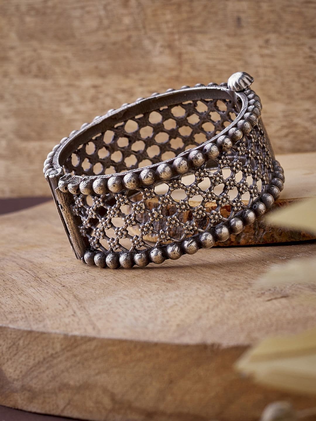 ATIBELLE Women Oxidised Silver-Plated German Silver Bangle - Image 1