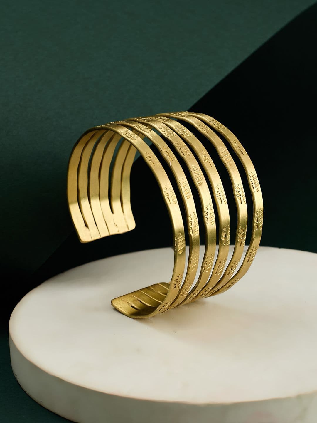 ATIBELLE Gold Plated Layered Cuff Bangle - Image 1