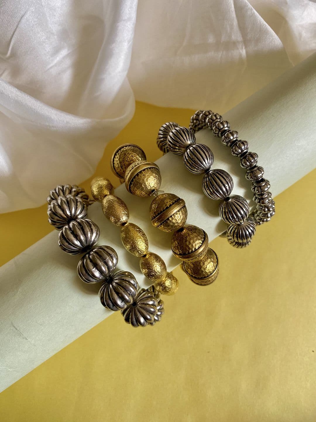 ATIBELLE Set Of 5 Silver-Plated Bangles - Image 1
