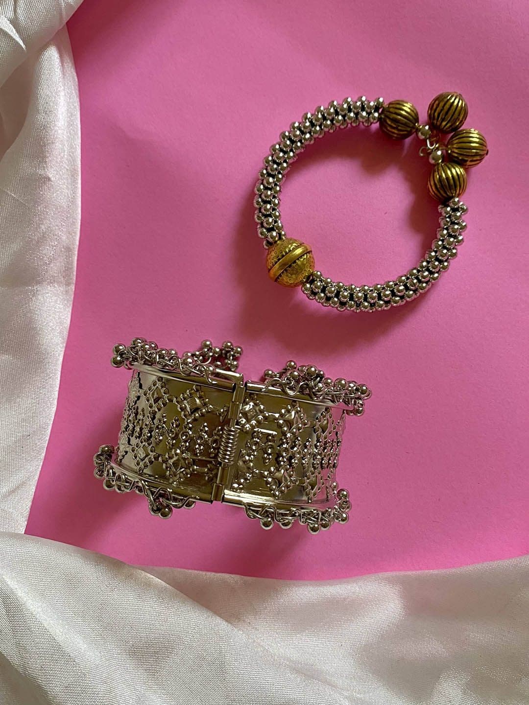 ATIBELLE Set Of 2 Silver-Plated Bangles - Image 1
