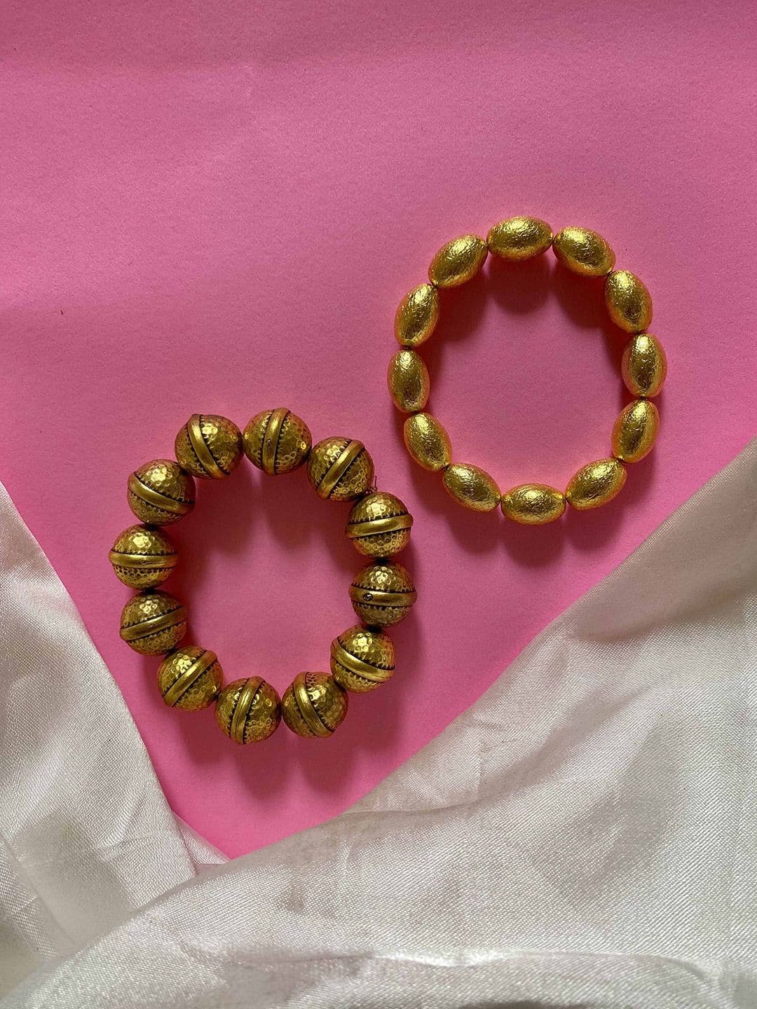ATIBELLE Set Of 2 Gold-Plated Textured Bangles - Image 1