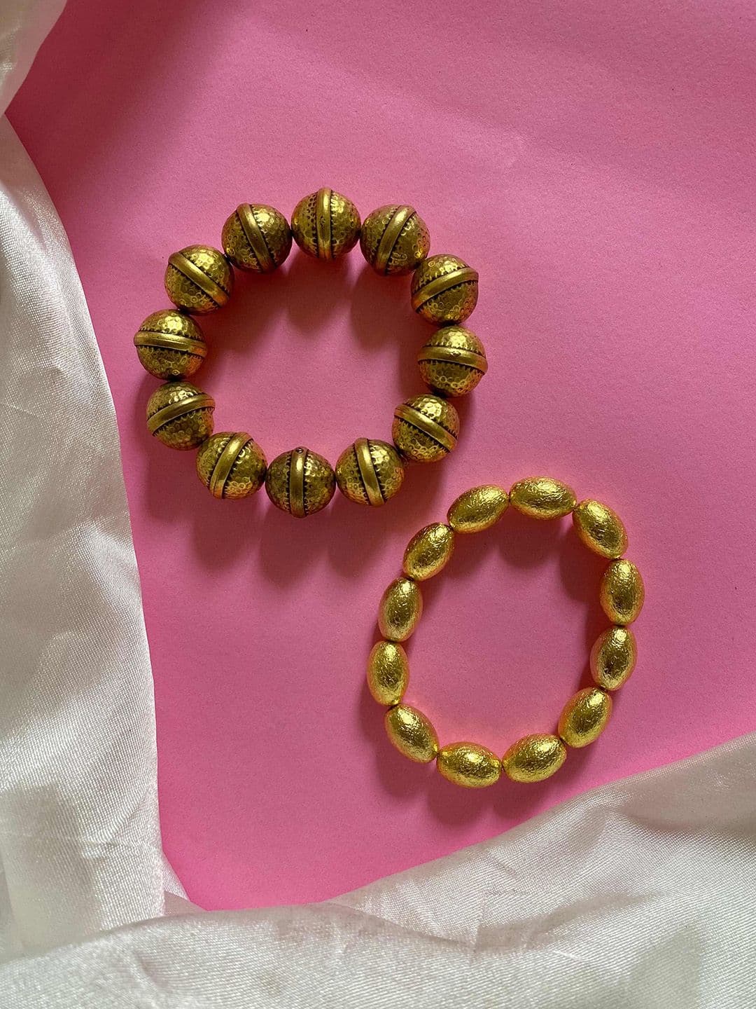ATIBELLE Set of 2 Gold Plated Textured Bangles - Image 1