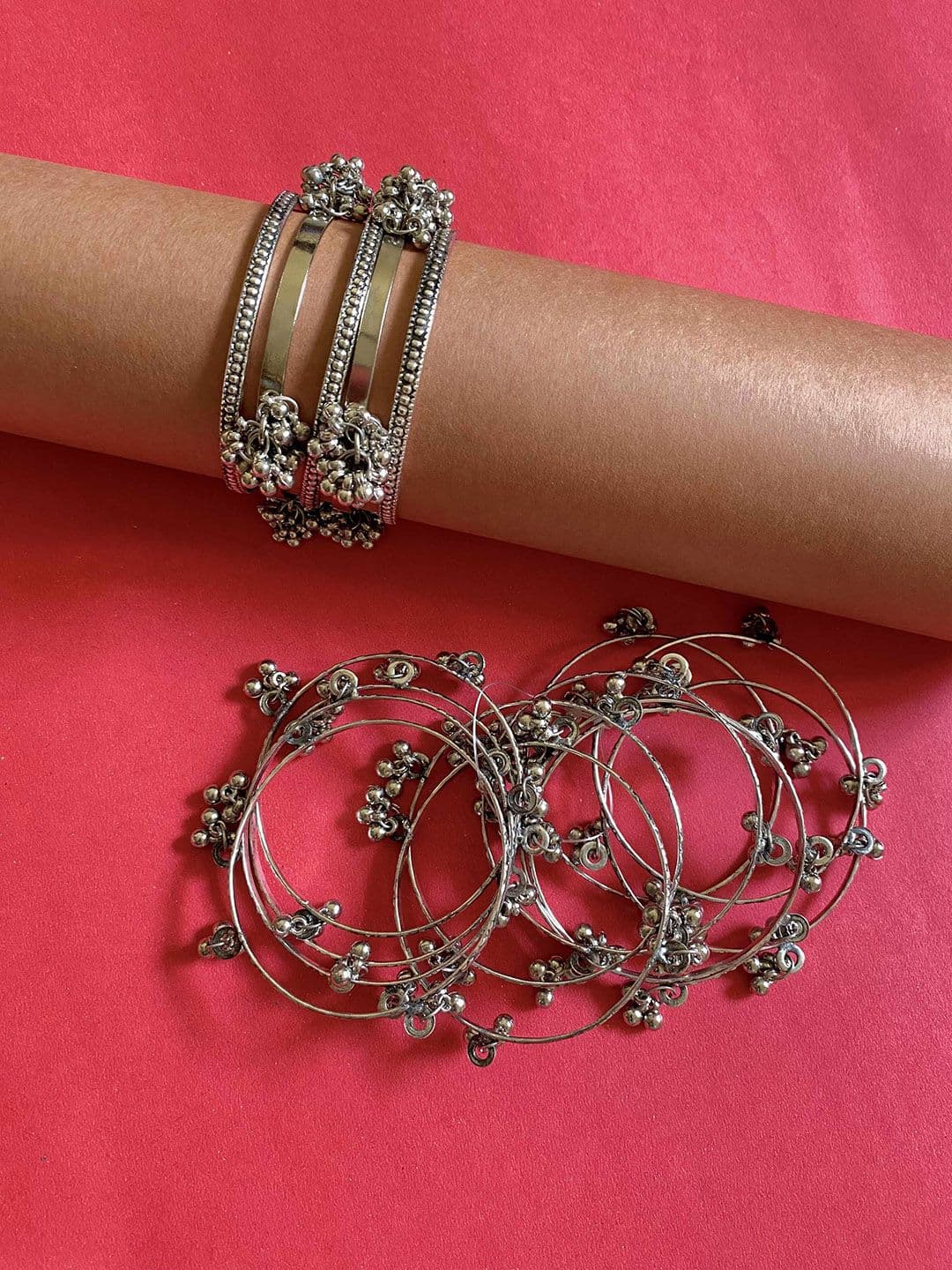 ATIBELLE Set Of 17 Silver-Plated Bangles - Image 1