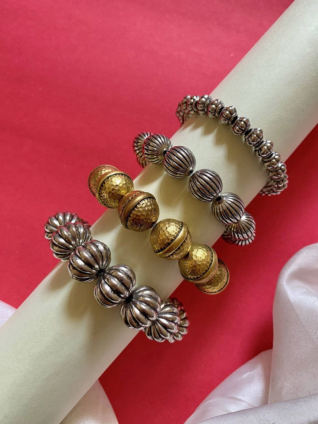 ATIBELLE Set Of 4 Gold-Plated Elasticated Bracelets - Image 1