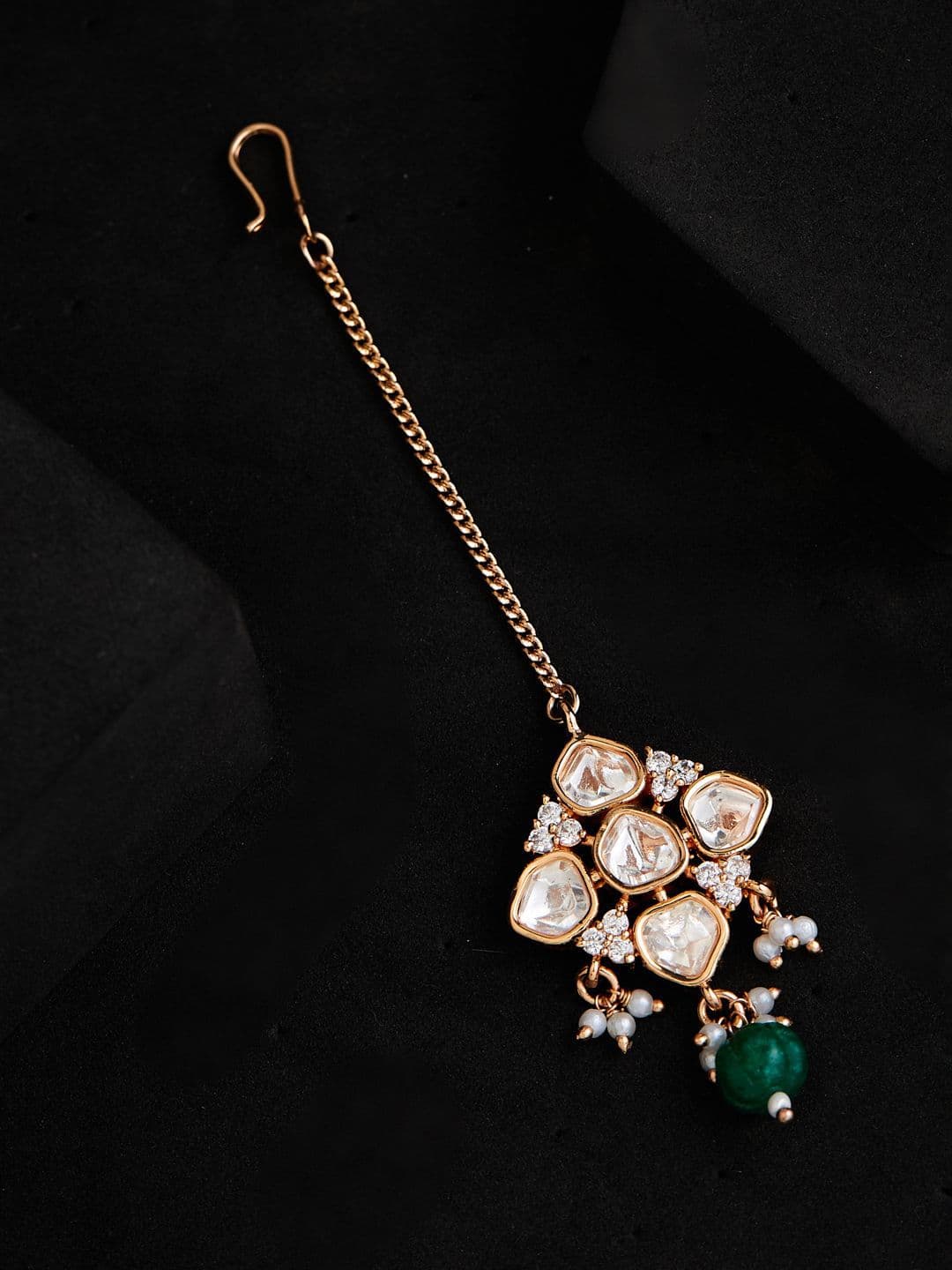 ATIBELLE Gold-Plated Kundan Studded Maang Tikka Head Jewellery - Image 1