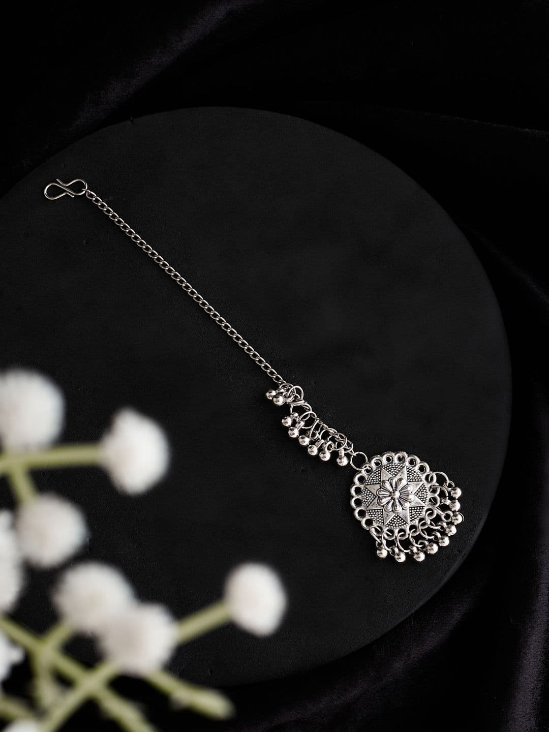 ATIBELLE Silver-Plated Maang Tikka Head Jewellery - Image 1